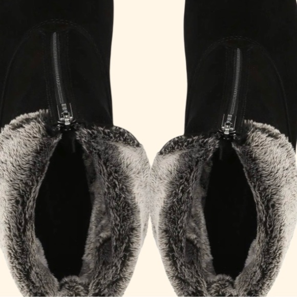 La Canadienne Evitta Suede Shearling Wedge Black Booties Front Zip Canada 8 - Picture 8 of 10